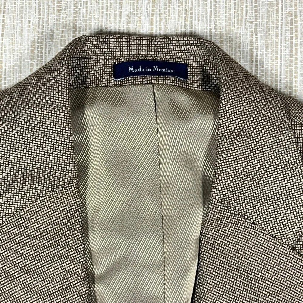 Turnbury Men's‎ 38 S Wool Silk Blend Blazer Jacket Tan Brown Two Button